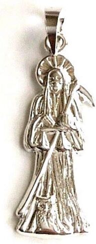 LUXURYGOLD888 925 Sterling Silver Grim Reaper Pendant for Good Luck 32X10mm / Dije de Santa Muerte en 925 Plata para Buena Suerte in Saudi Arabia