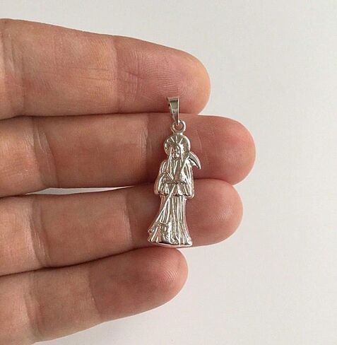 LUXURYGOLD888 925 Sterling Silver Grim Reaper Pendant for Good Luck 32X10mm / Dije de Santa Muerte en 925 Plata para Buena Suerte in Saudi Arabia