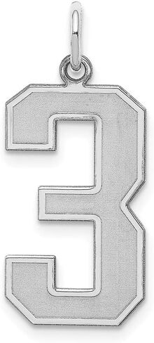 Solid 925 Sterling Silver Large Number 3 Charm Brushed Matte Finish Pendant - 25mm x 11mm in Kuwait