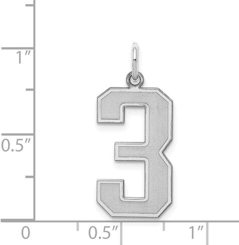 Solid 925 Sterling Silver Large Number 3 Charm Brushed Matte Finish Pendant - 25mm x 11mm in Kuwait
