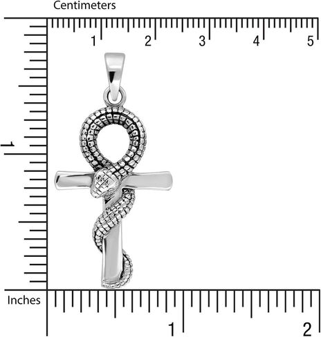 WithLoveSilver 925 Sterling Silver Egyptian Ankh Cross Snake Serpent Pendant in Saudi Arabia