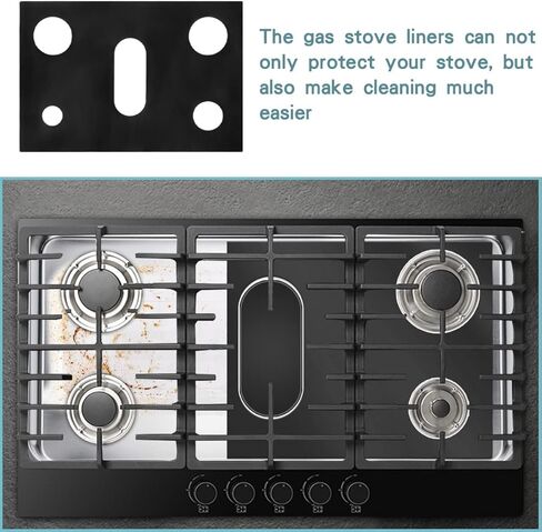 غطاء موقد ، غطاء علوي موقد لمجموعة غاز سامسونج ، أغطية موقد غاز قابلة لإعادة الاستخدام ، بطانات موقد غاز متوافقة مع موقد غاز سامسونج ، حامي موقد غير لاصق (قطعة واحدة) in Kuwait