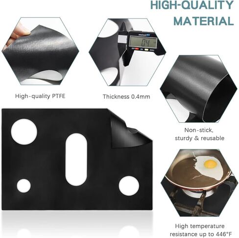 غطاء موقد ، غطاء علوي موقد لمجموعة غاز سامسونج ، أغطية موقد غاز قابلة لإعادة الاستخدام ، بطانات موقد غاز متوافقة مع موقد غاز سامسونج ، حامي موقد غير لاصق (قطعة واحدة) in Kuwait