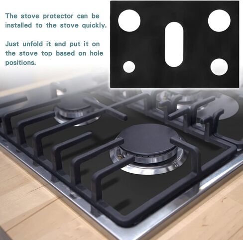 غطاء موقد ، غطاء علوي موقد لمجموعة غاز سامسونج ، أغطية موقد غاز قابلة لإعادة الاستخدام ، بطانات موقد غاز متوافقة مع موقد غاز سامسونج ، حامي موقد غير لاصق (قطعة واحدة) in Kuwait