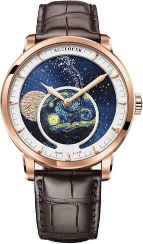 Agelocer Men's Top Brand Blue Moon Phase Genuine Mechanical Masculine Fashion Luxury Wrist Watch in Saudi Arabia