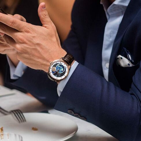 Agelocer Men's Top Brand Blue Moon Phase Genuine Mechanical Masculine Fashion Luxury Wrist Watch in Saudi Arabia