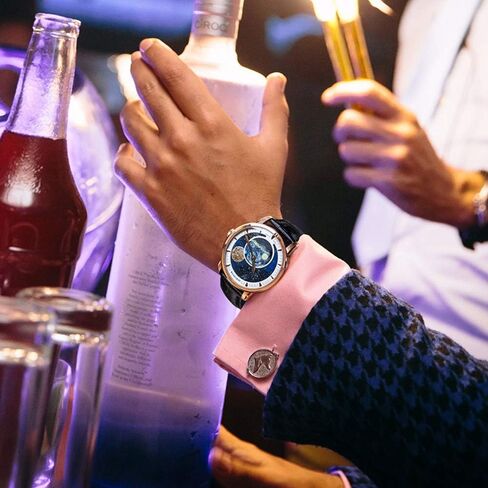 Agelocer Men's Top Brand Blue Moon Phase Genuine Mechanical Masculine Fashion Luxury Wrist Watch in Saudi Arabia