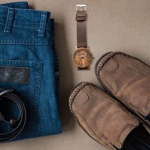 Sentai Wooden Watch for Men & Women Personalized Eengraved Wood Watches Unisex Quartz Watches Casual Wristwatches for Husband Holiday Surprise Father's Day Gifts from Daughter/Son/Wife in Saudi Arabia