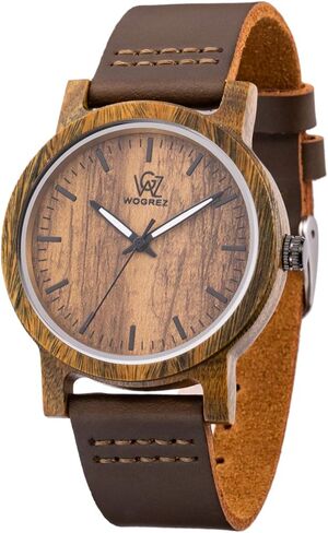 Sentai Wooden Watch for Men & Women Personalized Eengraved Wood Watches Unisex Quartz Watches Casual Wristwatches for Husband Holiday Surprise Father's Day Gifts from Daughter/Son/Wife in Saudi Arabia