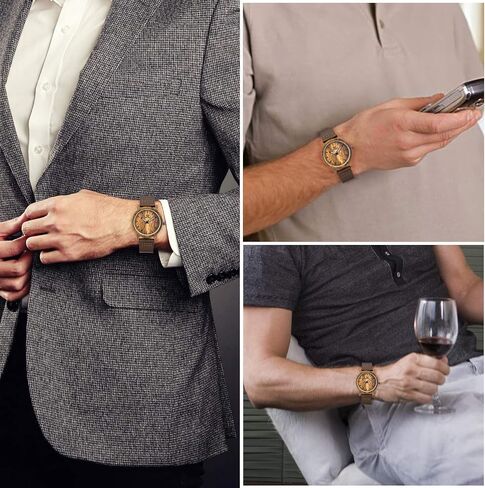 Sentai Wooden Watch for Men & Women Personalized Eengraved Wood Watches Unisex Quartz Watches Casual Wristwatches for Husband Holiday Surprise Father's Day Gifts from Daughter/Son/Wife in Saudi Arabia