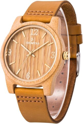 Sentai Wooden Watch for Men & Women Personalized Eengraved Wood Watches Unisex Quartz Watches Casual Wristwatches for Husband Holiday Surprise Father's Day Gifts from Daughter/Son/Wife in Kuwait