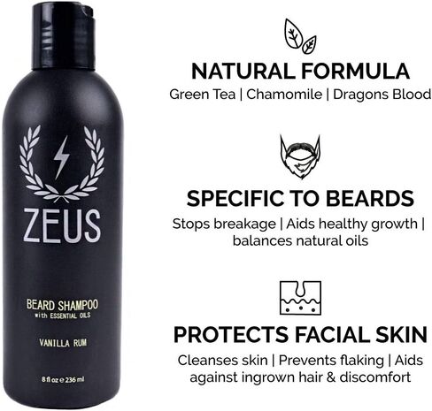 ZEUS Starter Beard Wash & Beard Oil Kit for Men, Soften, Hydrates, & Moisturizes (Sandalwood) MADE IN USA in Saudi Arabia