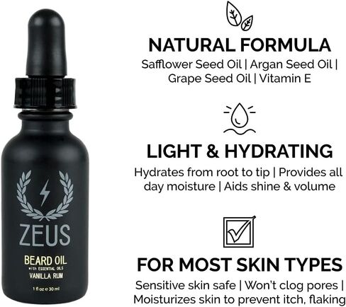 ZEUS Starter Beard Wash & Beard Oil Kit for Men, Soften, Hydrates, & Moisturizes (Sandalwood) MADE IN USA in Saudi Arabia