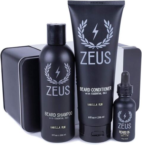 ZEUS Starter Beard Wash & Beard Oil Kit for Men, Soften, Hydrates, & Moisturizes (Sandalwood) MADE IN USA in Saudi Arabia