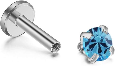 Gabry&jwl 4Pcs Lip Studs/Ear Studs Internally Threade 16G Titanium Steel CZ Labret Studs Tragus Cartilage Helix Lobe Stud Earrings Monroe Medusa Lip Piercing,6-8mm Bar Length,4 Styles in Kuwait