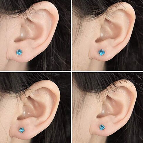 Gabry&jwl 4Pcs Lip Studs/Ear Studs Internally Threade 16G Titanium Steel CZ Labret Studs Tragus Cartilage Helix Lobe Stud Earrings Monroe Medusa Lip Piercing,6-8mm Bar Length,4 Styles in Kuwait