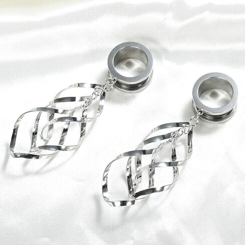 TBOSEN 8 PCS Stainless Steel Screw Ear Gauges Large Dangle Plugs Tunnels Expander Body Piercing Jewelry Set in Saudi Arabia
