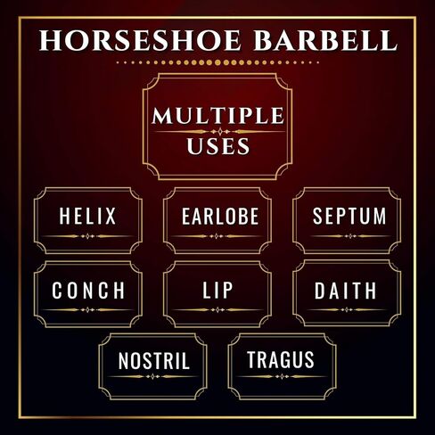 6Pcs Surgical Steel 16g 5/16 8mm medium sized horseshoe hoops Piercing Jewelry Septum Daith Cartilage Helix Eyebrow 3mm Dice M7513 in Kuwait