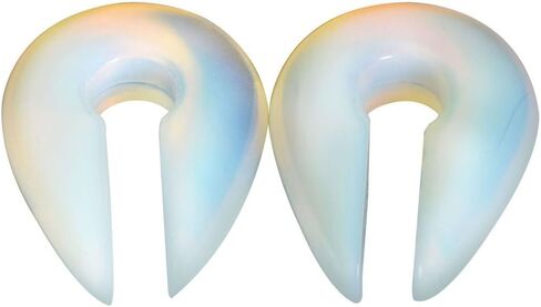 YOFANST Cat's Eye Agate Opalite Hoop Stone Large Keyhole Stone Ear Stretchers Gauge 2g 0g 00g in Saudi Arabia