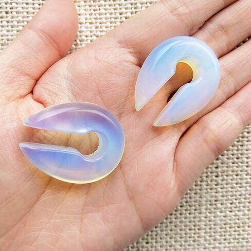 YOFANST Cat's Eye Agate Opalite Hoop Stone Large Keyhole Stone Ear Stretchers Gauge 2g 0g 00g in Saudi Arabia