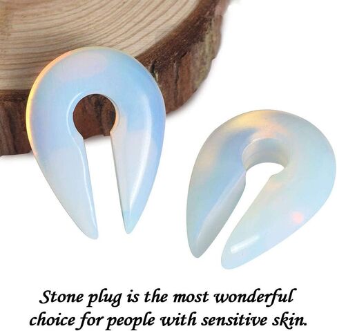 YOFANST Cat's Eye Agate Opalite Hoop Stone Large Keyhole Stone Ear Stretchers Gauge 2g 0g 00g in Saudi Arabia
