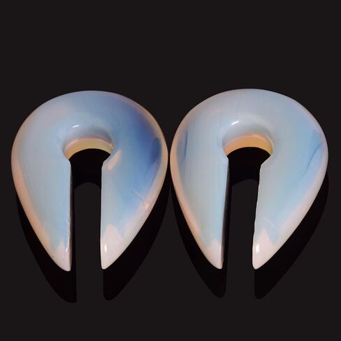 YOFANST Cat's Eye Agate Opalite Hoop Stone Large Keyhole Stone Ear Stretchers Gauge 2g 0g 00g in Saudi Arabia