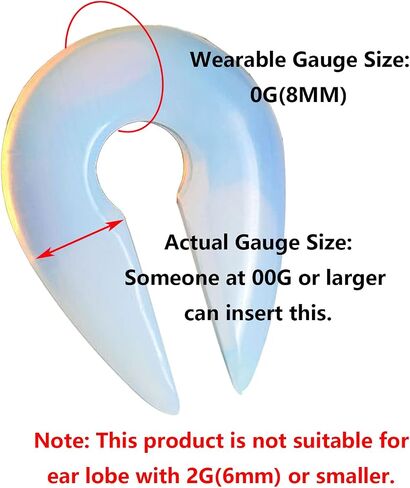 YOFANST Cat's Eye Agate Opalite Hoop Stone Large Keyhole Stone Ear Stretchers Gauge 2g 0g 00g in Saudi Arabia