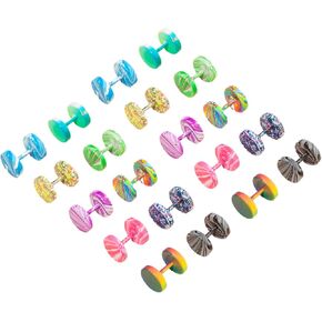 10 أزواج فو قياس الأقراط الملونة الأذن ثقب المقابس نفق وهمية الأذن قياس الحديد المسمار أقراط الفولاذ المقاوم للصدأ وهمية المقابس الغش الوهم مقاييس الأذن للرجال النساء in Kuwait