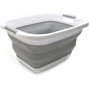 SAMMART 25L (6.6 gallon) Collapsible Laundry Basket - Foldable Storage Container/Organizer - Portable Washing Bin/Tub - Space Saving Hamper, Water capacity: 20L (5.28 gallon) (Bright Blue) in Saudi Arabia