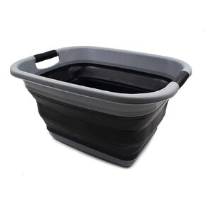 SAMMART 25L (6.6 gallon) Collapsible Laundry Basket - Foldable Storage Container/Organizer - Portable Washing Bin/Tub - Space Saving Hamper, Water capacity: 20L (5.28 gallon) (Bright Blue)