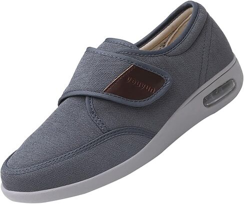 Men's Diabetic Shoes Adjustable Lightweight Closure Athletic Walking Shoes,Non-Slip Extra Wide Light and Strong Sole Breathable Flat Trainers (Grey 7.5 Wide) in Kuwait