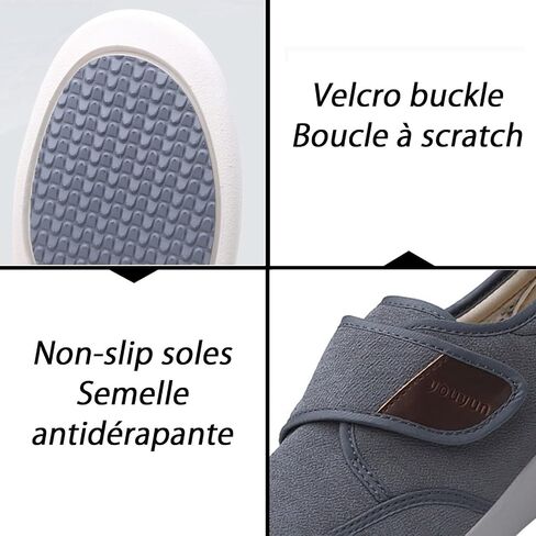 Men's Diabetic Shoes Adjustable Lightweight Closure Athletic Walking Shoes,Non-Slip Extra Wide Light and Strong Sole Breathable Flat Trainers (Grey 7.5 Wide) in Kuwait