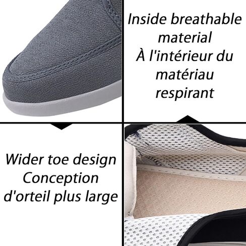Men's Diabetic Shoes Adjustable Lightweight Closure Athletic Walking Shoes,Non-Slip Extra Wide Light and Strong Sole Breathable Flat Trainers (Grey 7.5 Wide) in Kuwait