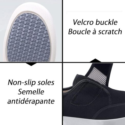 Men's Diabetic Shoes Adjustable Lightweight Closure Athletic Walking Shoes,Non-Slip Extra Wide Light and Strong Sole Breathable Flat Trainers (Grey 7.5 Wide) in Kuwait
