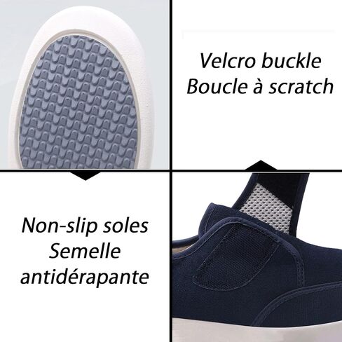 Men's Diabetic Shoes Adjustable Lightweight Closure Athletic Walking Shoes,Non-Slip Extra Wide Light and Strong Sole Breathable Flat Trainers (Grey 7.5 Wide) in Kuwait