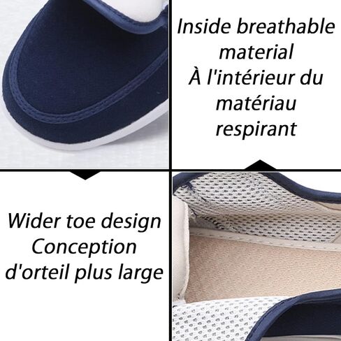 Men's Diabetic Shoes Adjustable Lightweight Closure Athletic Walking Shoes,Non-Slip Extra Wide Light and Strong Sole Breathable Flat Trainers (Grey 7.5 Wide) in Kuwait
