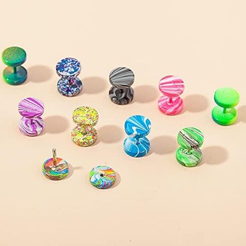 10 أزواج فو قياس الأقراط الملونة الأذن ثقب المقابس نفق وهمية الأذن قياس الحديد المسمار أقراط الفولاذ المقاوم للصدأ وهمية المقابس الغش الوهم مقاييس الأذن للرجال النساء in Kuwait