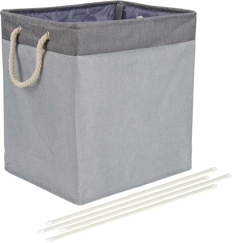 Amazon Basics Foldable Fabric Rectangular Laundry Hamper with Detachable Brackets, Large, Black in Saudi Arabia