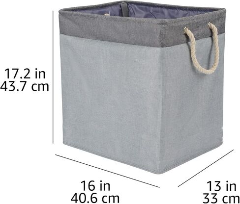 Amazon Basics Foldable Fabric Rectangular Laundry Hamper with Detachable Brackets, Large, Black in Saudi Arabia