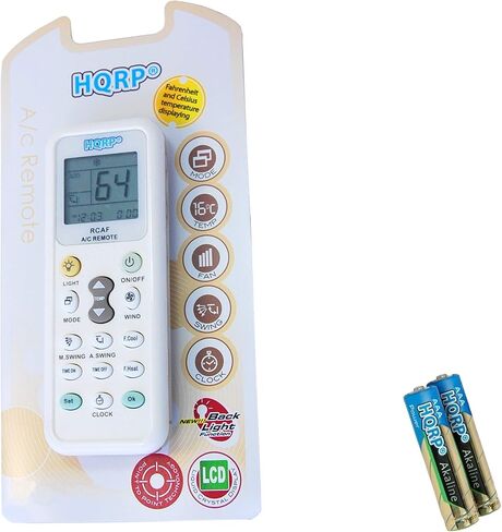 HQRP Universal A/C Remote Control Compatible with LG Panasonic Sharp Samsung Fujitsu Gree Guangda Guqiao Haier Helton Hemilton Hicon Hisense Hitachi Air Conditioner/Fahrenheit displaying in Saudi Arabia