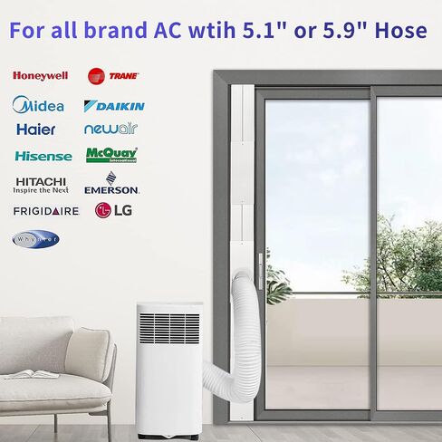 JEACENT Portable AC Window Vent Kit - Complete Air Conditioner Window Kit, Adjustable PVC Window Seal Kit Panels Up to 60 Inches, for Universal Thread AC Exhaust Hose of 5.1" and 5.9" Diameter in Saudi Arabia