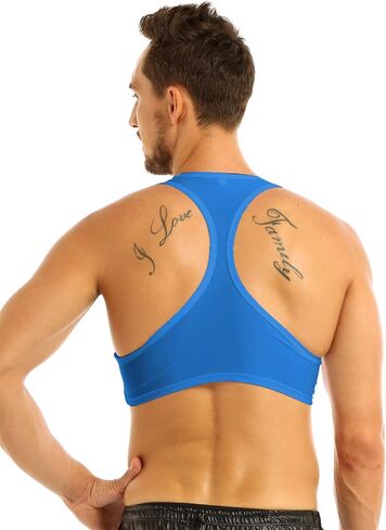 Yeeye Men's Sleeveless Y Back Muscle Half Crop Tank Top Tee T-Shirts Fitness Gym Sports Bra Clubwear in Saudi Arabia
