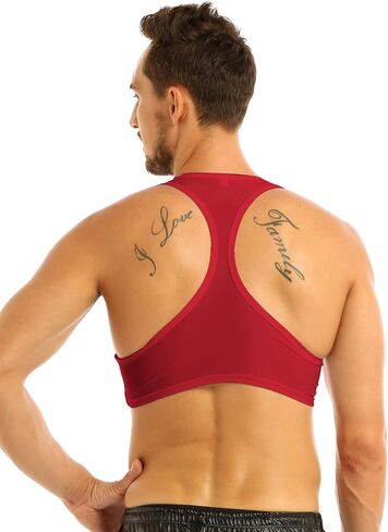 Yeeye Men's Sleeveless Y Back Muscle Half Crop Tank Top Tee T-Shirts Fitness Gym Sports Bra Clubwear in Saudi Arabia
