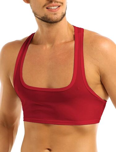 Yeeye Men's Sleeveless Y Back Muscle Half Crop Tank Top Tee T-Shirts Fitness Gym Sports Bra Clubwear in Saudi Arabia