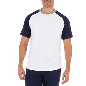 IZOD Men's Short Sleeve Poly Sueded Jersey Colorblocked Raglan Crew Neck Top
