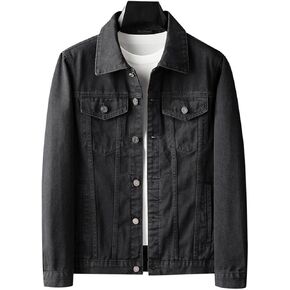 Spring Autumn Men's Black Casual Denim Jacket Elasticity Denim Coat Male Clothes in Kuwait
