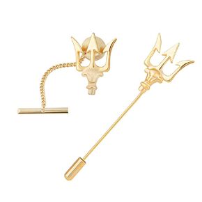 Men's Trident Necktie Tie Tack Pin Shirt Stay Bar Suit Collar Lapel Stick Pin Brooch with Chain Accessories for Necktie in Saudi Arabia