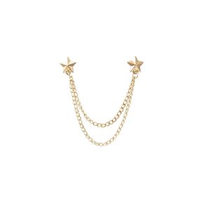Knighthood Men's Double Star Chain Tassel Suit Collar Brooch Lapel pin in Saudi Arabia