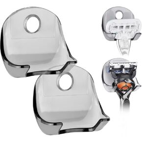 Linkidea 2 Packs Wall Mount Razor Holder for Shower Wall, Self Adhesive Shaver Bathroom Hooks Hanger Compatible with Venus Platinum, Fusion 5 Proshield & Proglide, Mach 3 Classic (Grey) in Saudi Arabia