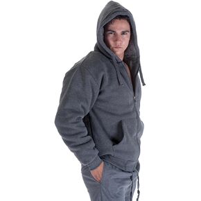 Men's Sherpa Lined Hoodie Fleece Zip Up Jacket Warm Sweatshirt Jogging Heavyweight Winter Coats